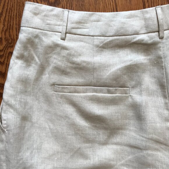 STAUD Cruz Linen Pleated Bermuda Shorts Womens 8 Natural Tan High Rise Beige - Picture 11 of 13